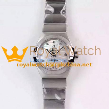 Replica Omega Constellation Double Eagle Lady 27MM Stainless Steel White Dial Swiss 8520