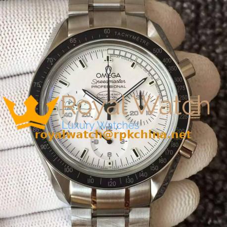 Replica Omega Speedmaster Moonwatch Anniversary Silver Snoopy Stainless Steel White Dial Swiss 1861