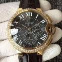 Replica Cartier Ballon Bleu Chronograph Yellow Gold & Diamonds Black Dial Swiss 7750
