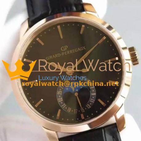 Replica Girard Perregaux 1966 Rose Gold Black Dial Swiss GP 033MO