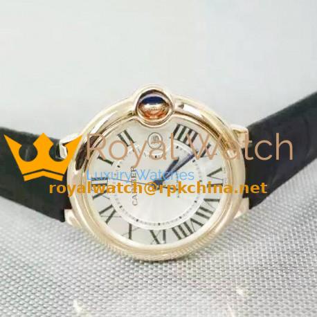 Replica Cartier Ballon Bleu 42MM 24K Rose Gold Plated White Dial Swiss 2836-2