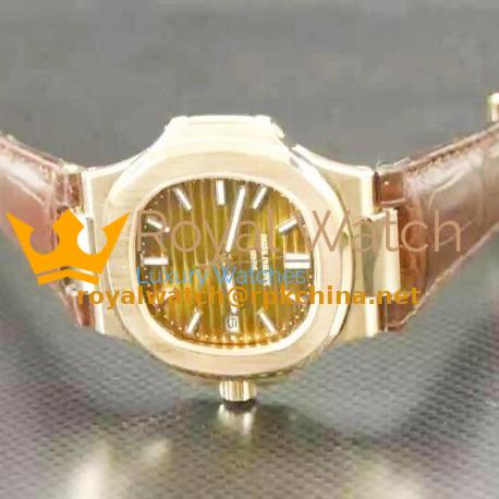 Replica Patek Philippe Nautilus Jumbo 5711R 24K Rose Gold Plated Gray Dial Swiss 324SC