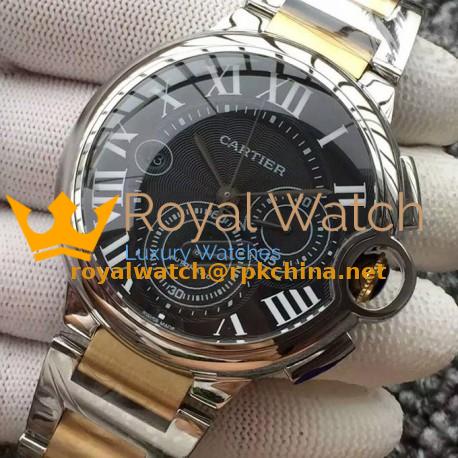 Replica Cartier Ballon Bleu Chronograph Stainless Steel Black Dial Swiss 7750