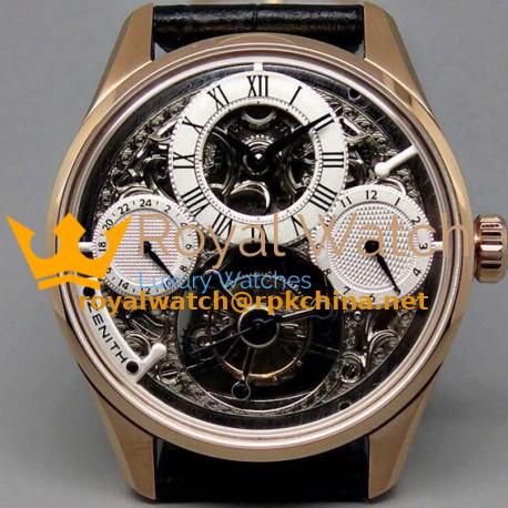 Replica Zenith EP Calender Skeleton Tourbillon RG/LE White Fly Tourbillon