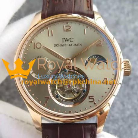 Replica IWC Portuguese Regulateur Tourbillon Rose Gold Green Dial Swiss Tourbillon