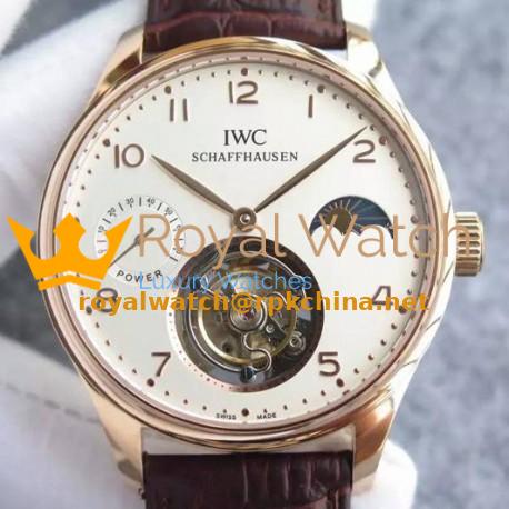 Replica IWC Portuguese Regulateur Tourbillon Rose Gold White Dial Swiss Tourbillon