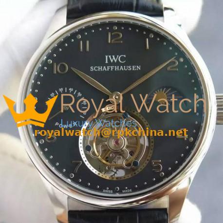 Replica IWC Portuguese Regulateur Tourbillon Stainless Steel Black Dial Swiss Tourbillon