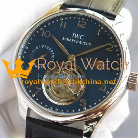 Replica IWC Portuguese Regulateur Tourbillon Stainless Steel Blue Dial Swiss Tourbillon