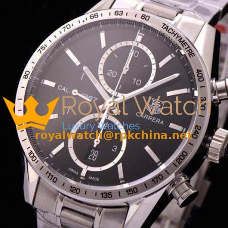 Replica Tag Heuer Carrera Calibre 1887 Stainless Steel Black Dial Swiss 1887
