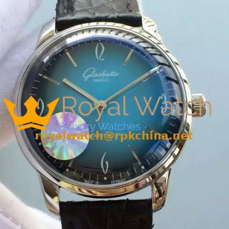 Replica Glashutte Senator Sixties Stainless Steel Blue Dial Swiss Caliber 39-52