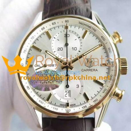 Replica Tag Heuer Carrera Calibre 1887 Stainless Steel Yellow Gold Bezel White Dial Swiss 1887