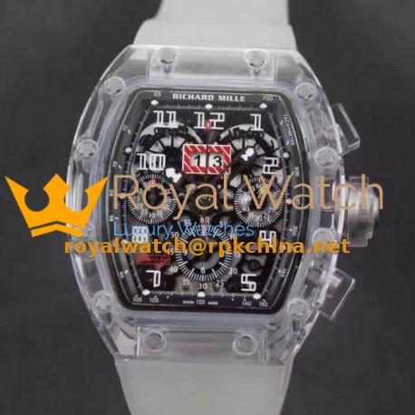 Replica Richard Mille RM011-FM Shappire Black & Skeleton Dial Swiss 7750