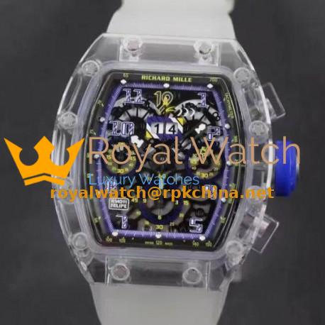 Replica Richard Mille RM011-FM Shappire Blue & Skeleton Dial Swiss 7750