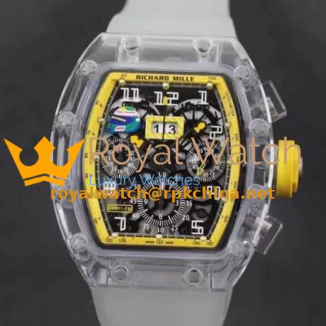 Replica Richard Mille RM011-FM Shappire Yellow & Skeleton Dial Swiss 7750