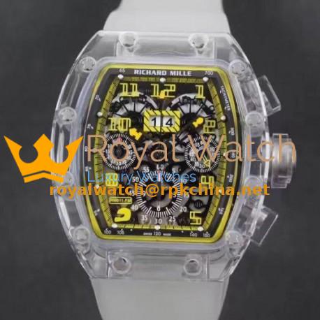 Replica Richard Mille RM011-FM Shappire Black & Yellow Skeleton Dial Swiss 7750