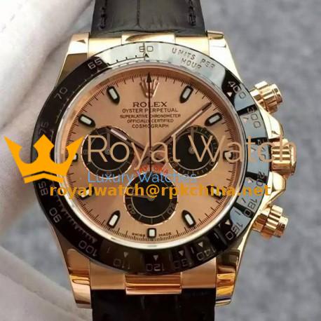 Replica Rolex Daytona Cosmograph 116515 JH Rose Gold Gold & Black Dial Swiss 4130 Run 6@SEC