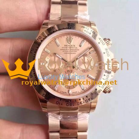 Replica Rolex Daytona Cosmograph 116505 JH Rose Gold Gold & Diamonds Dial Swiss 4130 Run 6@SEC