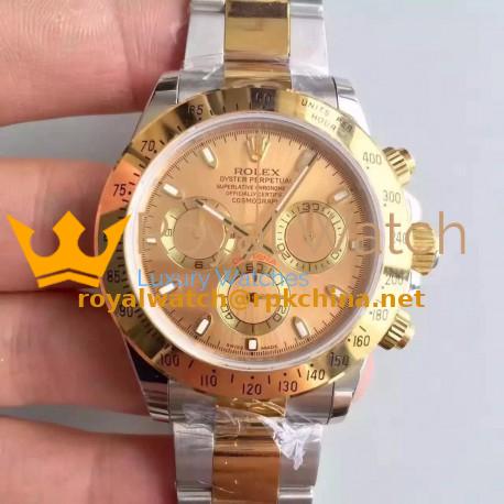 Replica Rolex Daytona Cosmograph 116503 JH Yellow Gold & Stainless Steel Gold Dial Swiss 4130 Run 6@SEC