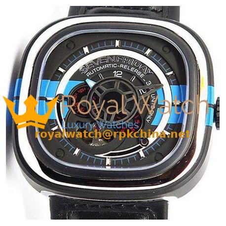 Replica SevenFriday P3 BB PVD Black & Blue Dial Miyota 82S7