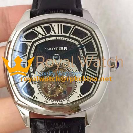 Replica Drive De Cartier Tourbillon W4100013 JF Stainless Steel Black Dial Swiss Tourbillon 9452MC