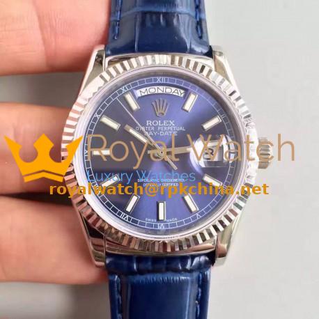 Replica Rolex Day-Date 118139 36MM V5 Stainless Steel Blue Dial Swiss 2836-2