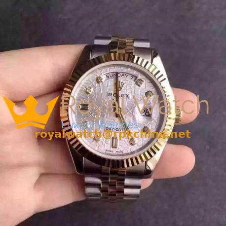 Replica Rolex Day-Date 116233 36MM V5 Stainless Steel & Yellow Gold White Rolex Dial Swiss 2836-2