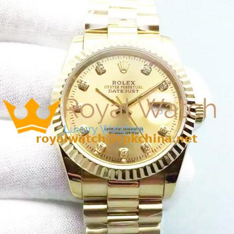 Replica Rolex Datejust 116238 36MM Yellow Gold Champagne Dial Swiss 2836-2
