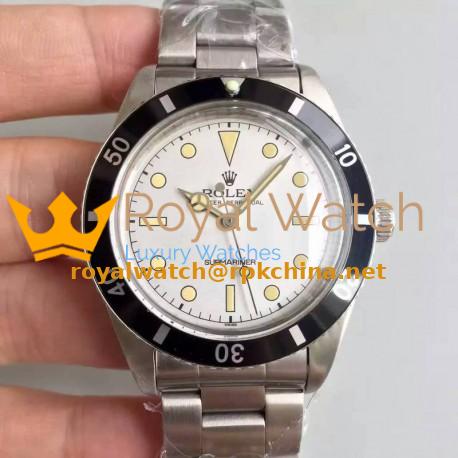 Replica Rolex Submariner 6538 Big Crown LF Stainless Steel White Dial Swiss 2836-2