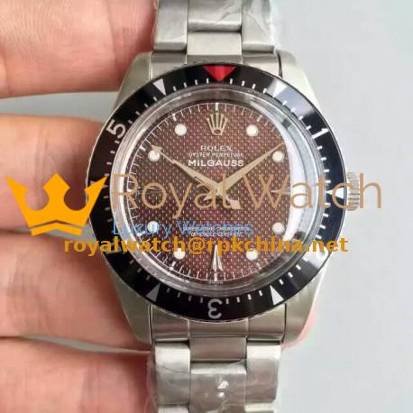 Replica Rolex Milgauss 6541 50TH Anniversary LF Stainless Steel Brown Dial Swiss 2836-2