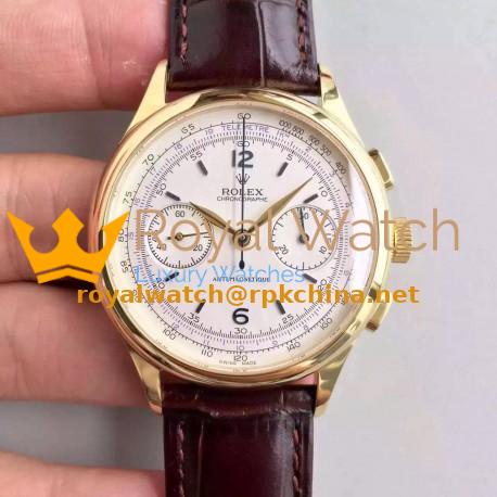 Replica Rolex Chronographe 66658 BP Yellow Gold White Dial Swiss Lemania Run 9@SEC