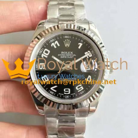 Replica Rolex Datejust II 116334 41MM NF Stainless Steel Black Dial Swiss 2836-2