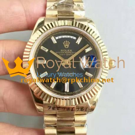Replica Rolex Day-Date 40 228238 40MM KW Yellow Gold Black Dial Swiss 3255