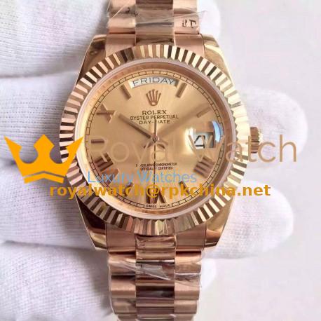 Replica Rolex Day-Date 40 228235 40MM KW Rose Gold Gold Dial Swiss 3255