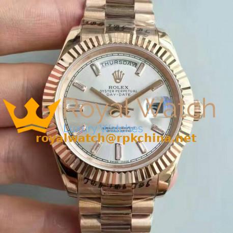 Replica Rolex Day-Date 40 228235 40MM KW Rose Gold Sundust Dial Swiss 3255