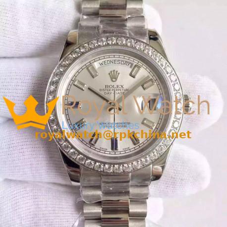 Replica Rolex Day-Date 40 228349RBR 40MM KW Stainless Steel & Diamonds Sundust Dial Swiss 3255