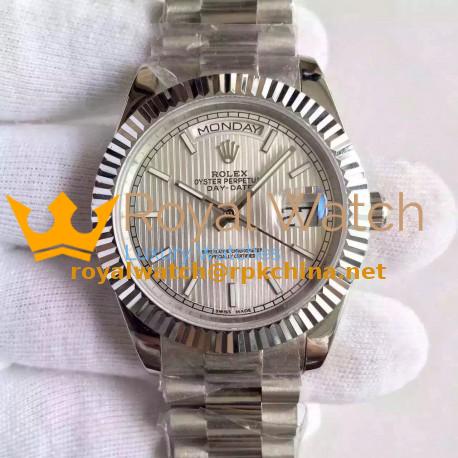Replica Rolex Day-Date 40 228239 40MM KW Stainless Steel Silver Stripe Dial Swiss 3255