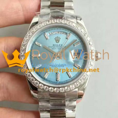 Replica Rolex Day-Date 40 228396TBR 40MM KW Stainless Steel & Diamonds Blue Dial Swiss 3255