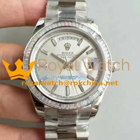 Replica Rolex Day-Date 40 228396TBR 40MM KW Stainless Steel & Diamonds Sundust Dial Swiss 3255