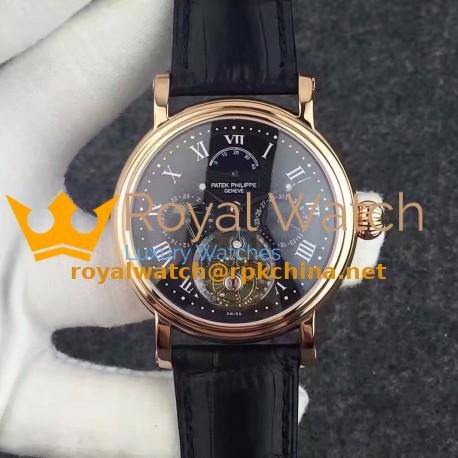 Replica Patek Philippe Grand Complication Tourbillon Rose Gold Black Dial Swiss Tourbillon