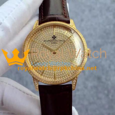 Replica Vacheron Constantin Patrimony 86615/CA2R Yellow Gold & Diamonds Diamonds Dial Swiss 2460