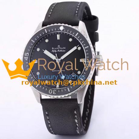 Replica Blancpain Fifty Fathoms Bathyscaphe 5000-1230-B52A Stainless Steel Shiny Black Dial Swiss 2824-2