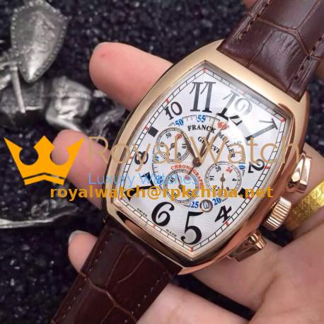 Replica Franck Muller Cintree Curvex Chronograph FM 8880 CC AT Rose Gold White Dial Swiss 7753