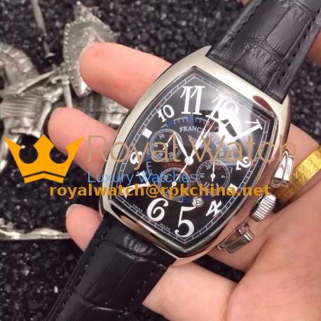 Replica Franck Muller Cintree Curvex Chronograph FM 8880 CC AT Stainless Steel Black Dial Swiss 7753
