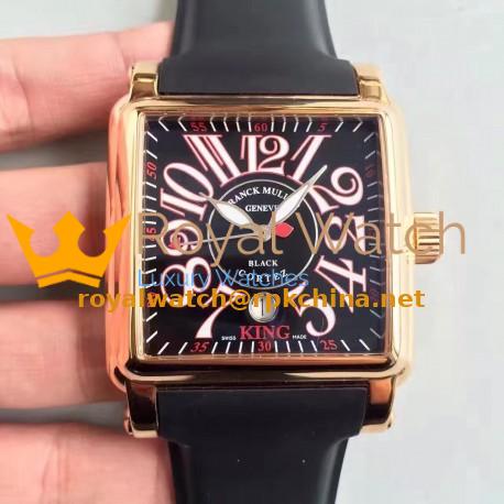 Replica Franck Muller Conquistador Cortez King 10000KSC ZX Rose Gold Black & Red Dial Swiss 2824-2