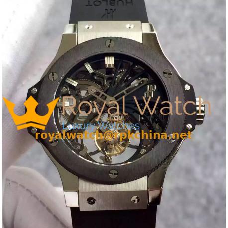 Replica Hublot Big Bang Skeleton Tourbillon Stainless Steel & Ceramic Skeleton Dial Swiss Tourbillon