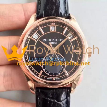 Replica Patek Philippe Annual Calendar 5205R-010 Rose Gold Black Dial Swiss 324SQALU 24H/206