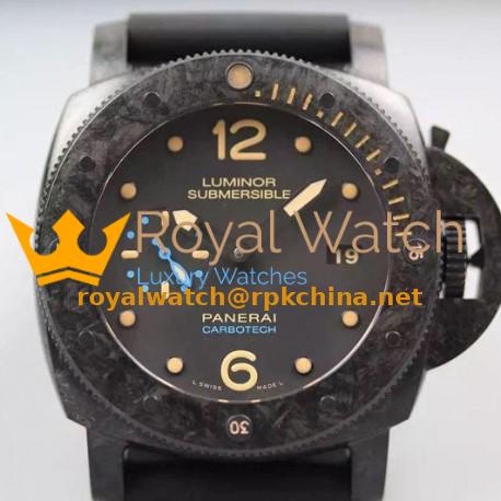 Replica Panerai Luminor Submersible 1950 PAM 616 Forged Carbon Black Dial Swiss P9000