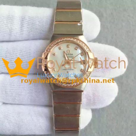 Replica Omega Constellation Ladies 123.25.31.20.55.001 27MM EF Stainless Steel & Rose Gold Mother Of Pearl & Diamonds Dial Swiss