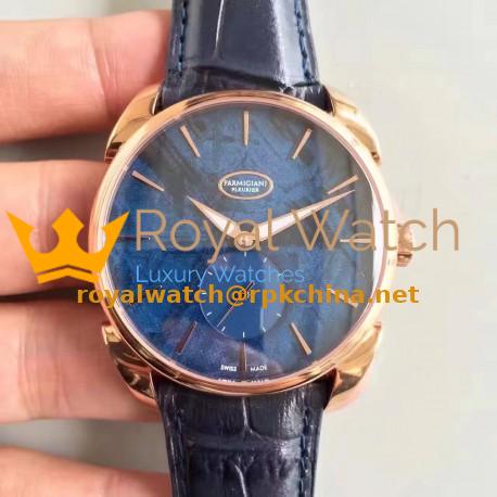 Replica Parmigiani Fleurier Tonda 1950 PFC267-1000600-HA3141 Rose Gold Meteorite Blue Dial Swiss PF701