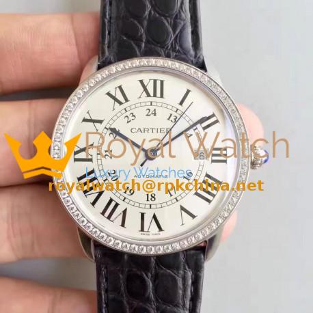 Replica Ronde Solo De Cartier W6701010 42MM TW Stainless Steel & Diamonds White Dial Swiss 2892
